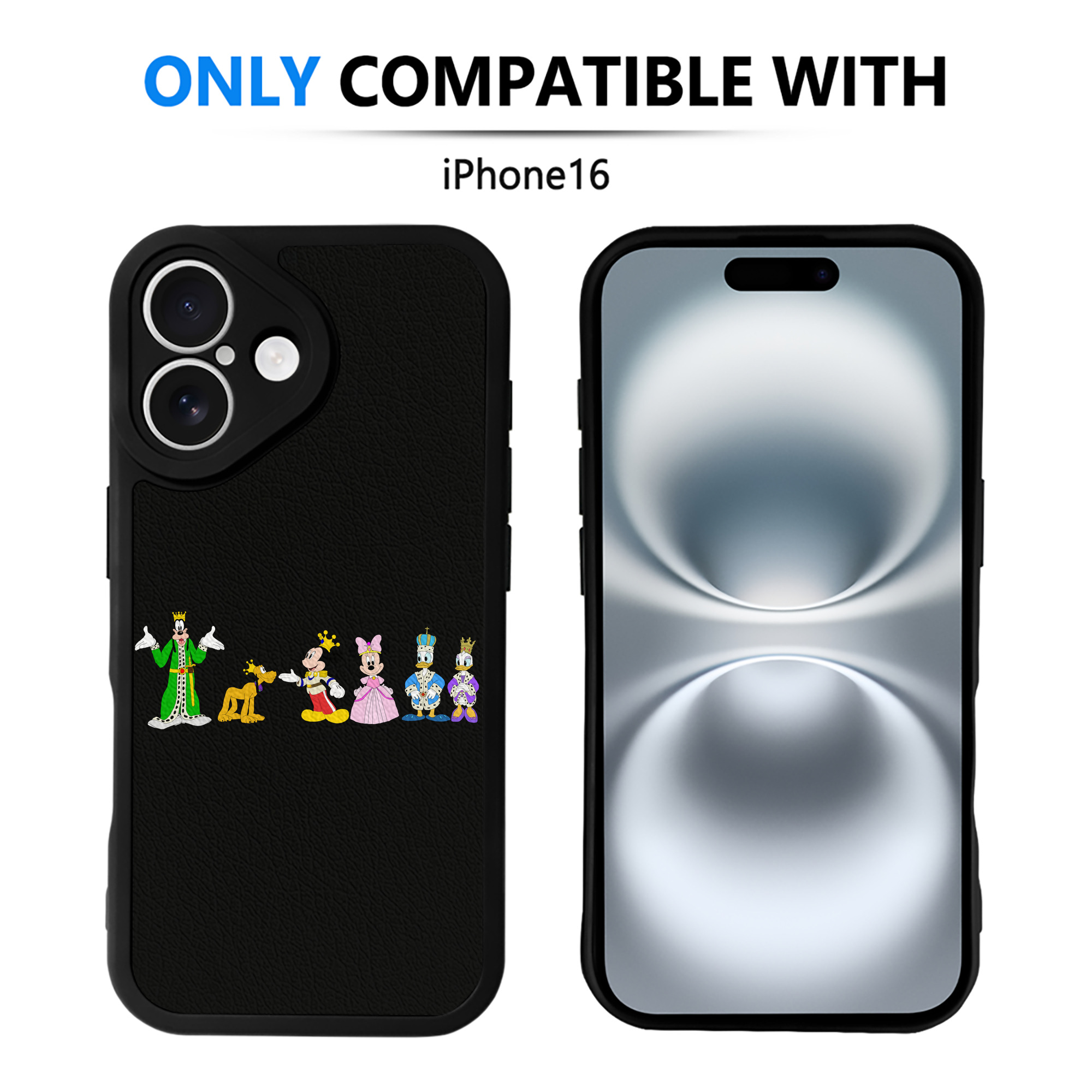 （画像用） ミッキーマウス Mickey Mouse 【iPhone 16シリーズ対応】シリコンスマホケース（レザー調） 材質：シリコン